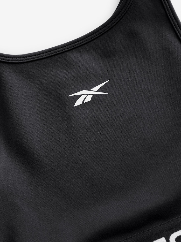 Reebok Girls Logo Tape Black Crop Top - Image 8 of 8