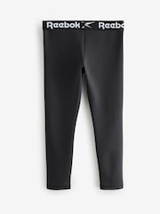 Reebok Girls Logo Tape High Waist Black Leggings - Image 6 of 9
