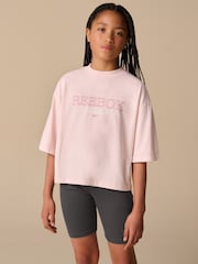 Reebok Oversized Girls Green/Pink Cropped Graphic 100% Cotton T-Shirts 2 Pack - Image 10 of 19
