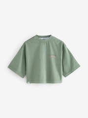 Reebok Oversized Girls Green/Pink Cropped Graphic 100% Cotton T-Shirts 2 Pack - Image 16 of 19