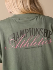 Reebok Oversized Girls Green/Pink Cropped Graphic 100% Cotton T-Shirts 2 Pack - Image 8 of 19