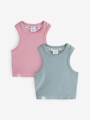 Reebok Girls Multi Ribbed Vests 2 Pack - Image 1 of 18
