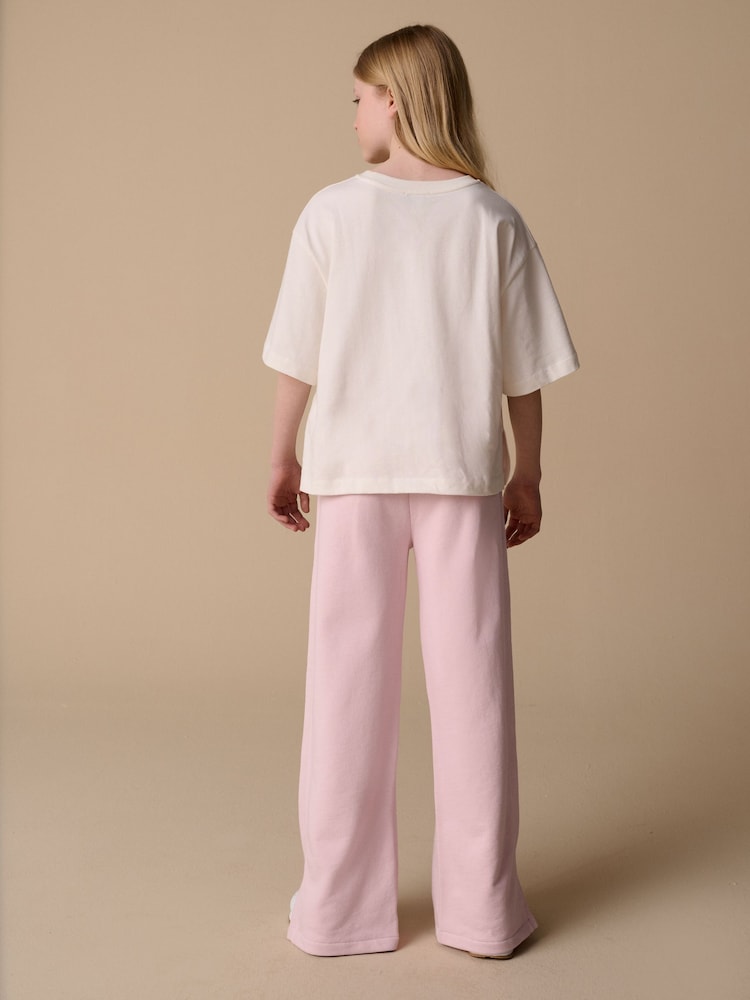 Reebok Girls Washed Pink 100% Cotton Wide Leg Joggers - Image 2 of 13