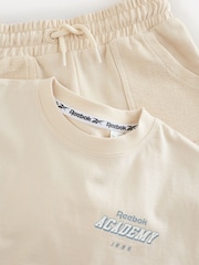 Reebok Girls Cream Graphic 100% Cotton T-Shirt and Short Set - Image 8 of 9