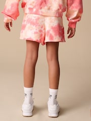 Reebok Girls Coral Pink Tie Dye Graphic Cropped 100% Cotton Sweatshirt and Shorts Set - Image 4 of 15