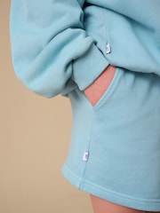 Reebok Girls Washed Light Blue Graphic 100% Cotton Sweatshirt and Shorts Set - Image 7 of 12