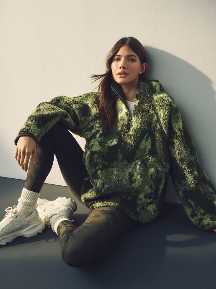 Khaki Camo Active Teddy Borg Fleece Jacket - Image 1 of 11