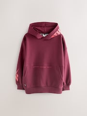 Reebok Overszied Burgundy Red Graphic Print Long Sleeve Cotton Hoodie - Image 1 of 6