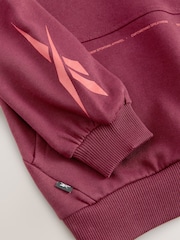 Reebok Overszied Burgundy Red Graphic Print Long Sleeve Cotton Hoodie - Image 4 of 6