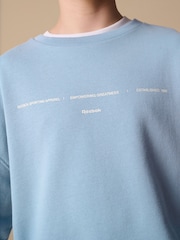 Reebok Oversized Boys Washed Blue Graphic 100% Cotton Sweatshirt - Image 6 of 13