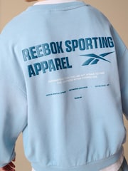Reebok Oversized Boys Washed Blue Graphic 100% Cotton Sweatshirt - Image 9 of 13