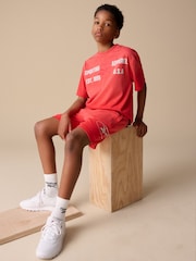 Reebok Boys Red Graphic 100% Cotton T-Shirt and Shorts Set - Image 2 of 15