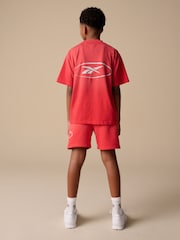 Reebok Boys Red Graphic 100% Cotton T-Shirt and Shorts Set - Image 3 of 15