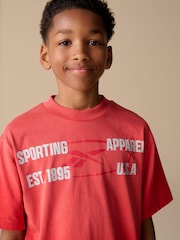 Reebok Boys Red Graphic 100% Cotton T-Shirt and Shorts Set - Image 5 of 15