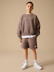 Reebok Boys Graphic 100% Cotton Washed Brown Sweatshirt and Shorts Set - Image 1 of 12