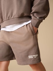 Reebok Boys Graphic 100% Cotton Washed Brown Sweatshirt and Shorts Set - Image 7 of 12