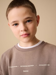 Reebok Boys Graphic 100% Cotton Washed Brown Sweatshirt and Shorts Set - Image 9 of 12