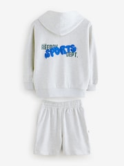 Reebok Boys Grey Graphic 100% Cotton Hoodie and Shorts Set - Image 15 of 17