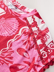 Rouge/Rose imprimé - T-shirt à manches courtes Bubblehem 100% coton - Image 6 of 7