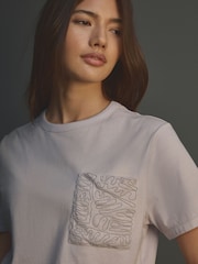 Lilac Purple Embellished Pocket 100% Cotton T-Shirt - Image 4 of 7