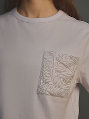 Lilac Purple Embellished Pocket 100% Cotton T-Shirt - Image 5 of 7
