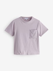 Lilac Purple Embellished Pocket 100% Cotton T-Shirt - Image 6 of 7