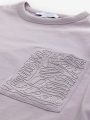 Lilac Purple Embellished Pocket 100% Cotton T-Shirt - Image 7 of 7
