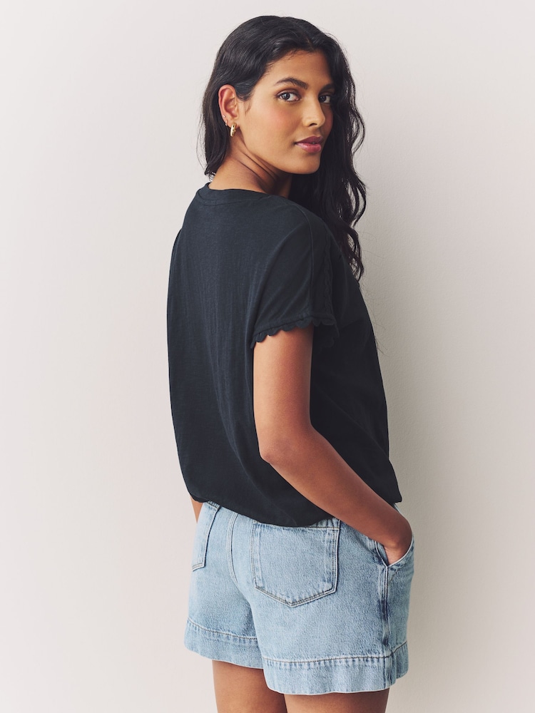 Navy Short Sleeve Bubblehem T-Shirt - Image 3 of 5