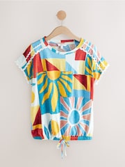 White/Lemon Short Sleeve Bubblehem 100% Cotton T-Shirt - Image 5 of 7
