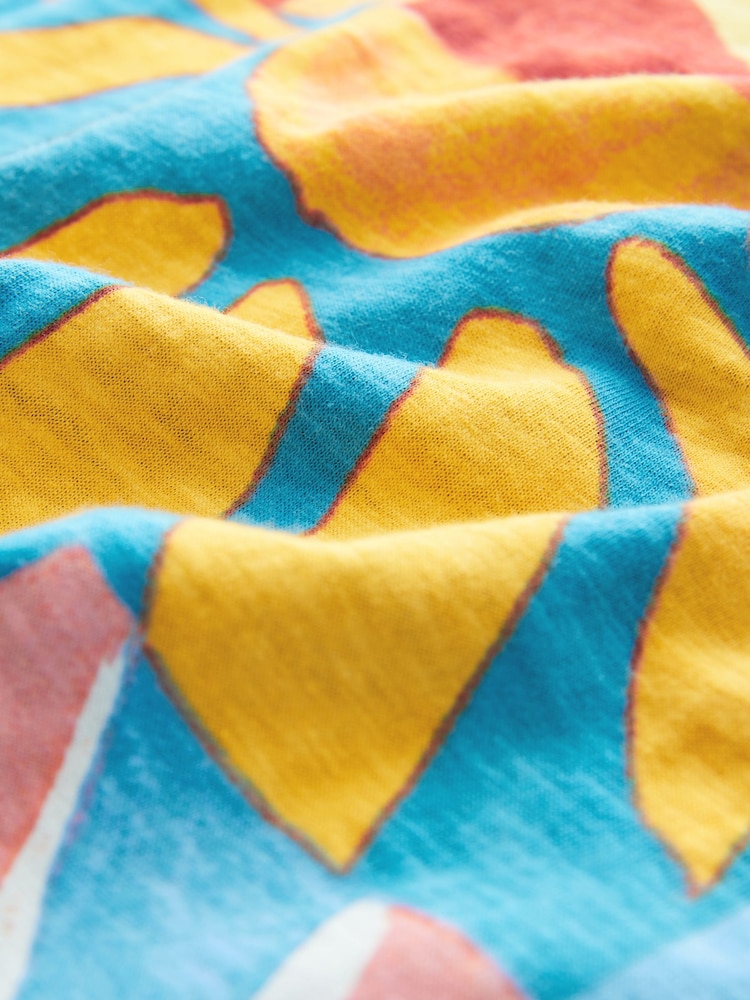 White/Lemon Short Sleeve Bubblehem 100% Cotton T-Shirt - Image 7 of 7