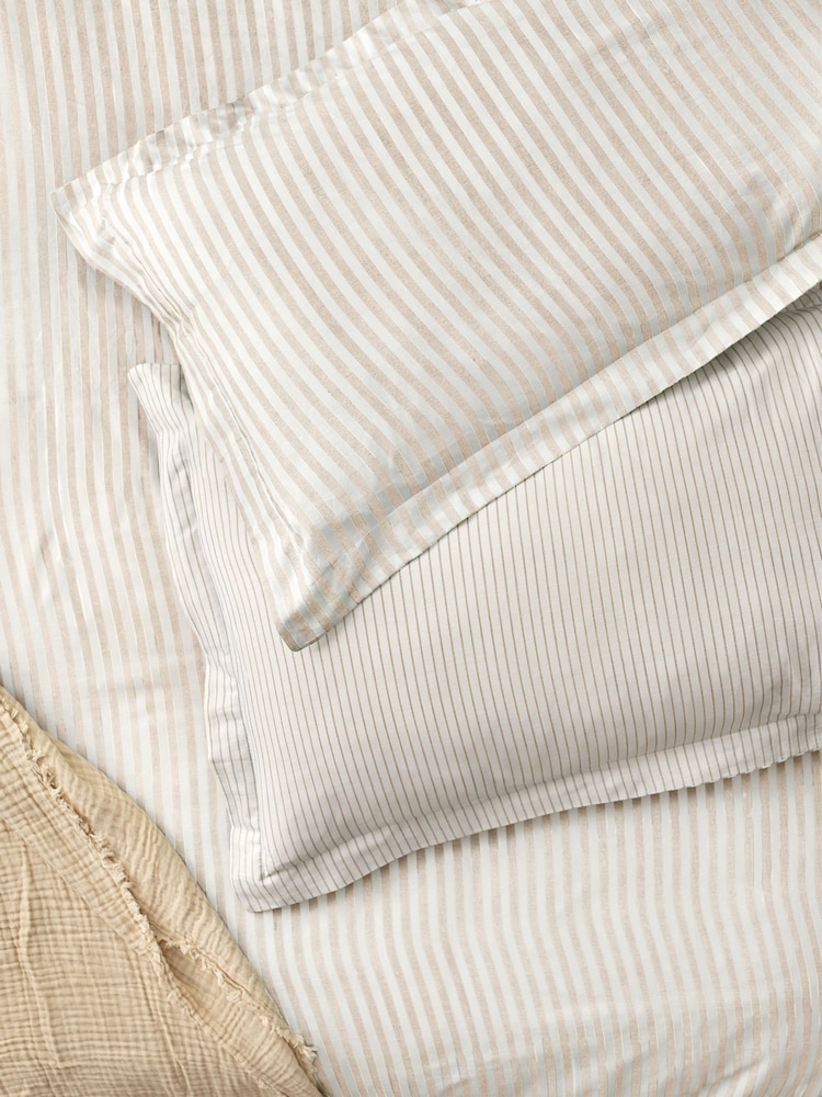 Yard Set of 2 Natural Hebden Melange Stripe 100% Cotton Pillowcases - Image 1 of 2