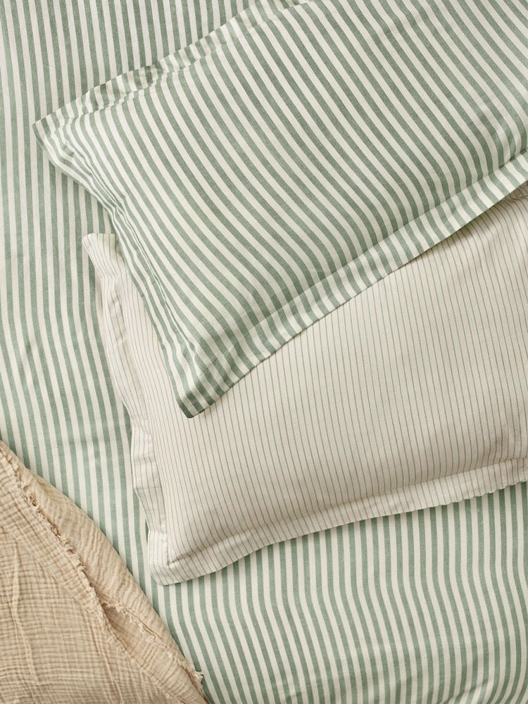 Yard Set of 2 Forest Hebden Melange Stripe 100% Cotton Pillowcases - Image 1 of 2