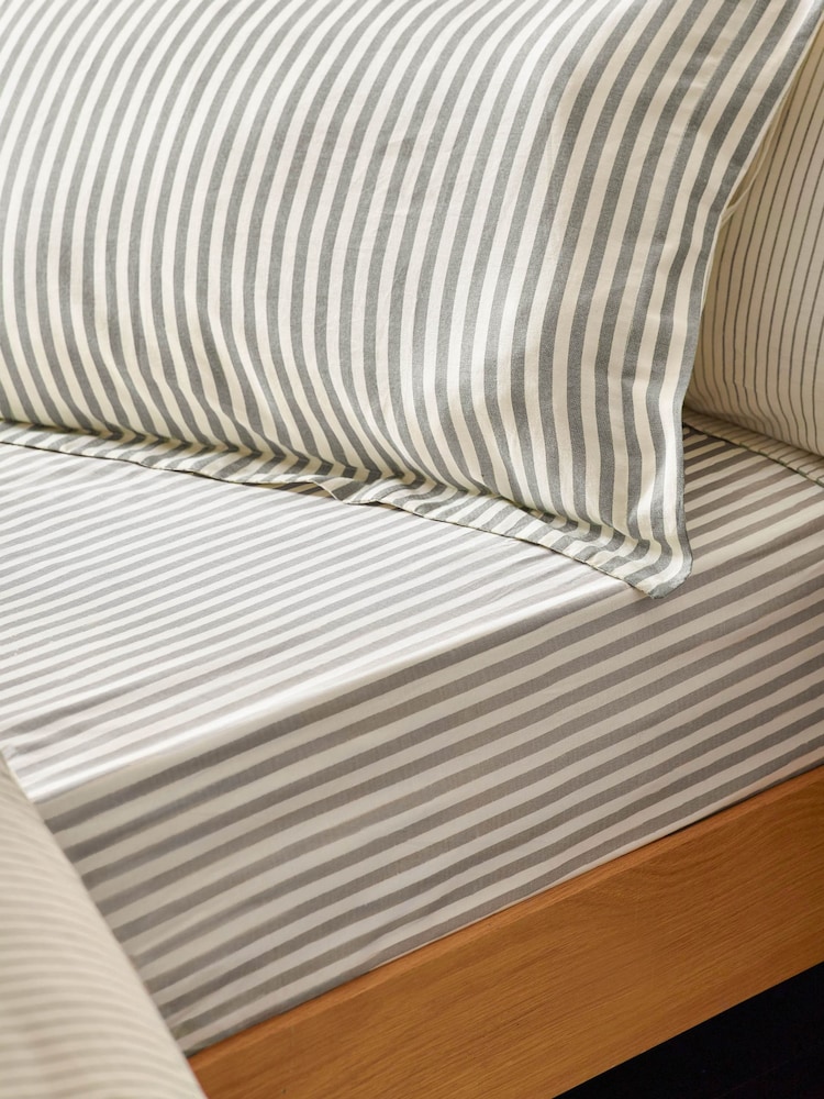 Yard Set of 2 Grey Hebden Melange Stripe 100% Cotton Pillowcases - Image 2 of 2