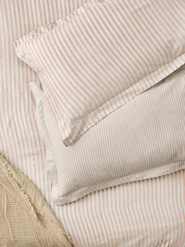 Yard Set of 2 Blush Hebden Melange Stripe 100% Cotton Pillowcases - Image 1 of 2