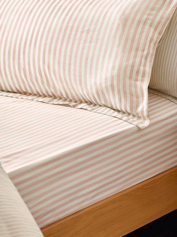 Yard Set of 2 Blush Hebden Melange Stripe 100% Cotton Pillowcases - Image 2 of 2