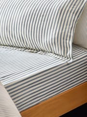 Yard Set of 2 Navy Hebden Melange Stripe 100% Cotton Pillowcases - Image 2 of 2