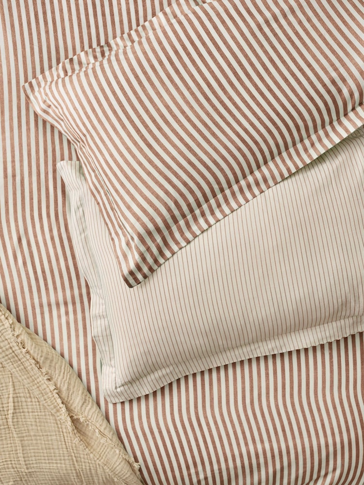 Yard Set of 2 Pecan Hebden Melange Stripe 100% Cotton Pillowcases - Image 1 of 2
