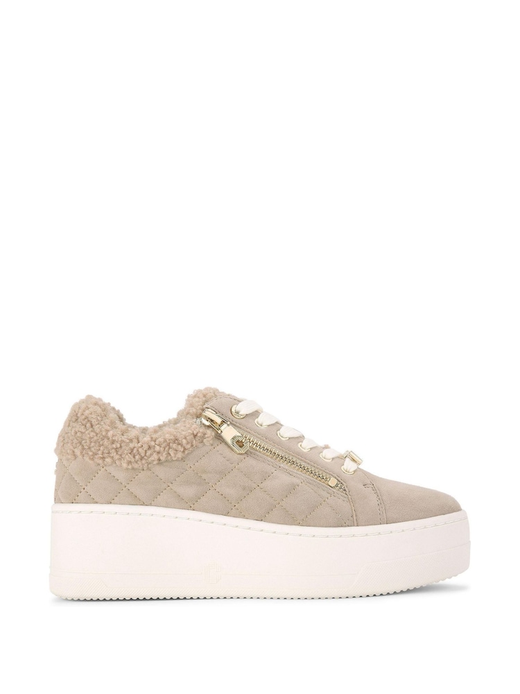 Carvela Connected Zip Faux Fur Fleece Trainers - Image 2 of 5