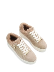 Carvela Connected Zip Faux Fur Fleece Trainers - Image 3 of 5