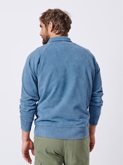 Aubin Navy Dunster Zip Neck 100% Cotton Sweatshirt - Image 2 of 6