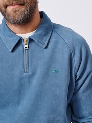 Aubin Navy Dunster Zip Neck 100% Cotton Sweatshirt - Image 5 of 6