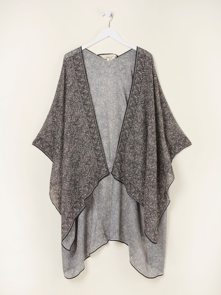 FatFace Black Leaf Printed Kimono - Image 1 of 3