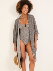 FatFace Black Leaf Printed Kimono - Image 2 of 3