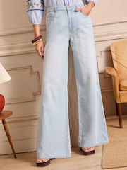 Love & Roses Light Blue Wash Wide Palazzo Leg Jeans - Image 1 of 5