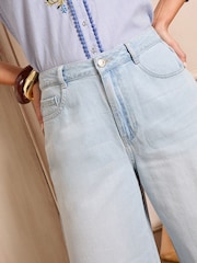 Love & Roses Light Blue Wash Wide Palazzo Leg Jeans - Image 4 of 5