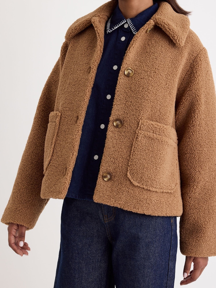 Nobodys Child Brown Collared Button Teddy Coat - Image 4 of 4