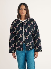 Nobodys Child Black Quilted Jacket In Reversible Floral Print - Image 1 of 4