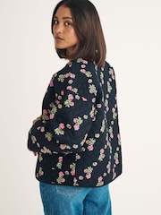 Nobodys Child Black Quilted Jacket In Reversible Floral Print - Image 2 of 4