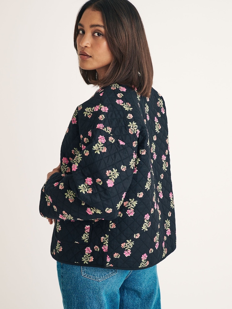 Nobodys Child Black Quilted Jacket In Reversible Floral Print - Image 2 of 4