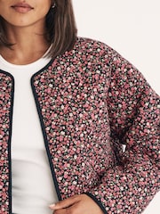 Nobodys Child Black Quilted Jacket In Reversible Floral Print - Image 4 of 4